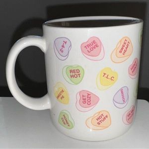 Vintage 1980s Hallmark Conversation Hearts Candy Coffee Mug